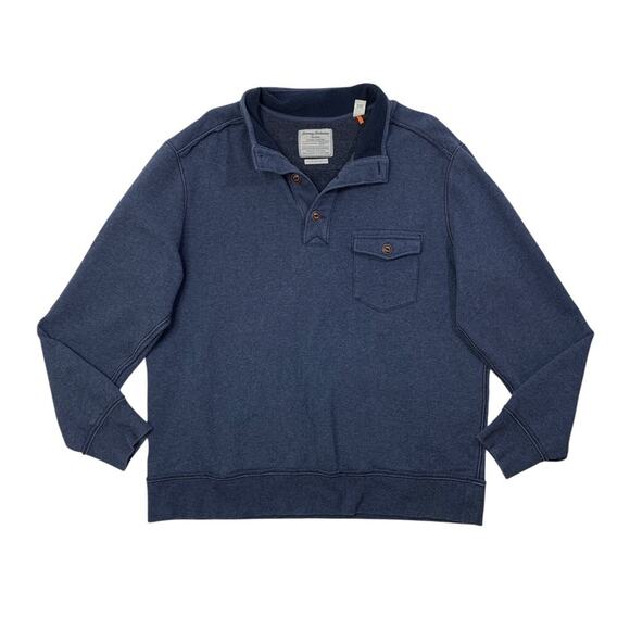 Tommy Bahama Sweater Mens XL Windsor Blue Fleece Thumbholes Island Modern Fit - Picture 1 of 12